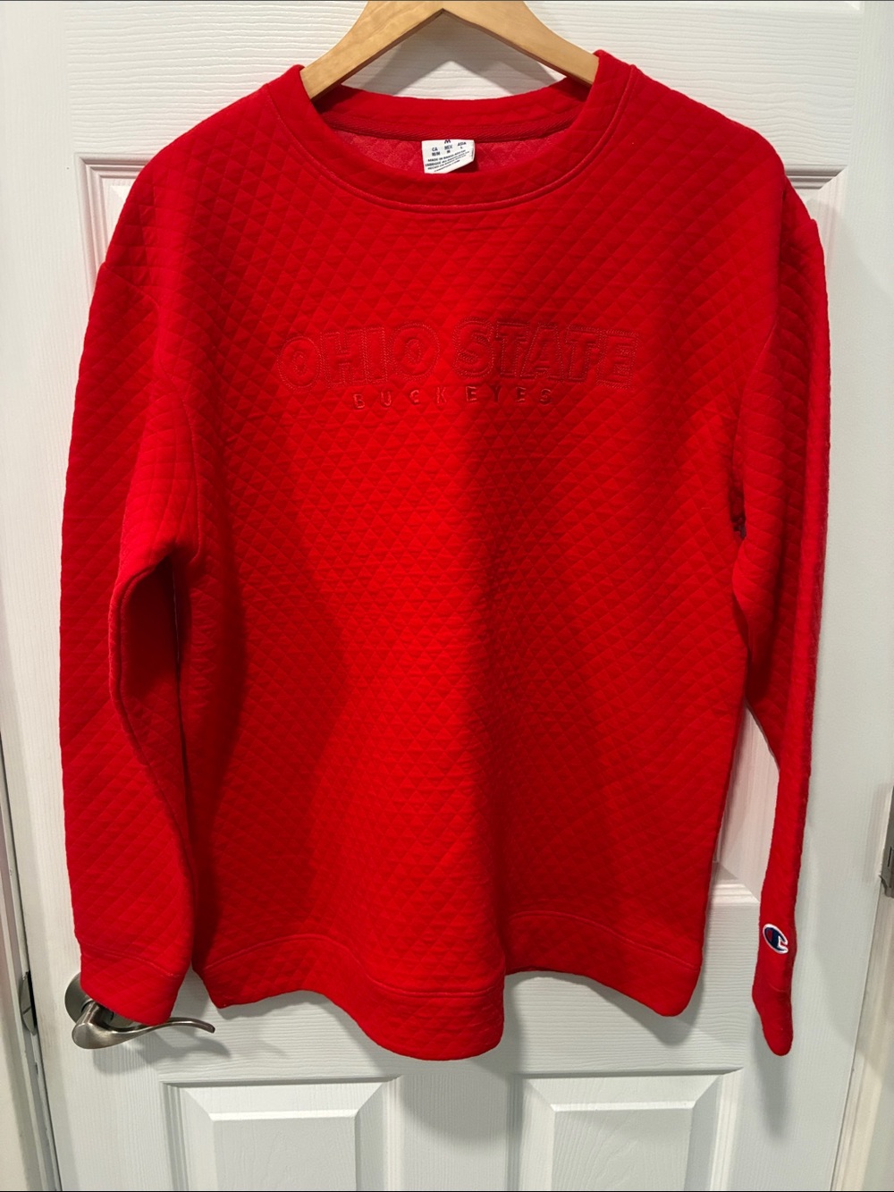 Ohio State Quilted Red Crewneck Sweatshirt